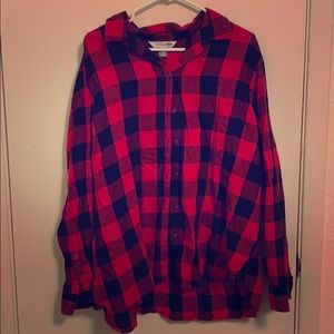 Red and black button down